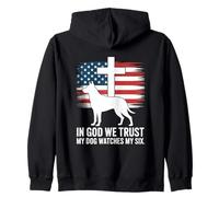 In God We Trust My Dog Watches My Six Christian Patriot Zip Hoodie
