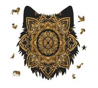 in Gold and Black Jigsaw Puzzle 175PCS Wolf Head Design Puzzle Wooden Jigsaw Puzzles for Adults Families