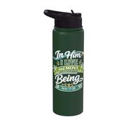 in Him I Live Christian Bible Verse Scripture Believers Acts Stainless Steel Insulated Water Bottle