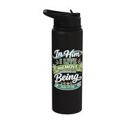 in Him I Live Christian Bible Verse Scripture Believers Acts Stainless Steel Insulated Water Bottle