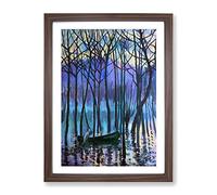 In His Canoe By Theodore Earl Butler Classic Painting Framed Print | A2 Walnut Framed Wall Art | Ready to Hang | Classic Historical Picture | Living Room Bedroom Lounge Office