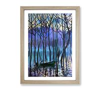 In His Canoe By Theodore Earl Butler Classic Painting Framed Print | A4 Oak Framed Wall Art | Ready to Hang | Classic Historical Picture | Living Room Bedroom Lounge Office
