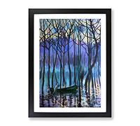 In His Canoe By Theodore Earl Butler Classic Painting Framed Wall Art Print, Ready to Hang Picture for Living Room Bedroom Home Office Décor, Black A4 (34 x 25 cm)