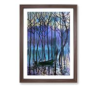 In His Canoe by Theodore Earl Butler Framed Print | A2 Walnut Framed Wall Art | Ready to Hang | Modern Nature Picture | Living Room Bedroom Lounge Office