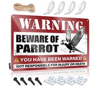 in Home Bar Signs Beware of Parrot Tin Sign Outdoor Porch Decor Warning Tin Sign (Size : 30X40CM)