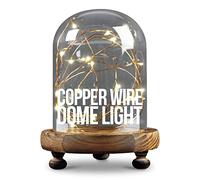 iN Home Copper Wire LED Dome Light with Remote - 20 LED Fairy Lights on 2M Long Copper Wire with Glass Dome and Wooden Base - Perfect Home Decor or Table Centrepiece Decoration
