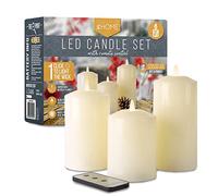 iN Home LED Candles Flickering | LED Candles Halloween | Electric Flameless Candle with Remote Control - Battery Operated (Set of 3)