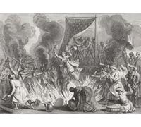 In India a Hindu woman throws herself into the flames as her husbands body is cremated. The practice of a widow joining her dead husband in death is called Sati or Suttee. A less common form of Sati