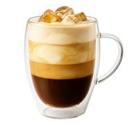 iN Insulated Glass Mug 350ml - Double Wall Borosilicate Glass Coffee Cup for Hot & Cold Drinks, Lightweight Heat Resistant Glassware for Latte, Tea, Cappuccino, Iced Coffee, Mocktails & Desserts