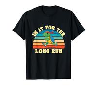 in It for The Long Run Funny Turtle Runner Retro Sunset T-Shirt