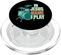 In Jesus Name I Play Drummer Percussion Drumming Faithful PopSockets PopGrip for MagSafe