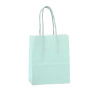 IN-JOOYAA 30 Pcs Macaron Green Gift Bags Small Kraft Paper Gift Bags with Handles (6.2 x 3.1 x 8.6 in)
