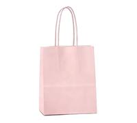 IN-JOOYAA 30 Pcs Macaron Pink Gift Bags Small Kraft Paper Gift Bags with Handles (6.3 x 3.1 x 8.6 in)