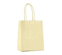 IN-JOOYAA 30 Pcs Macaron Yellow Gift Bags Small Kraft Paper Gift Bags with Handles (6.3 x 3.1 x 8.6 in)
