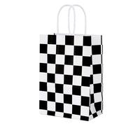 IN-JOOYAA 36 Pcs Black and White Checkered Gift Bags Checkered Racing Treat Bags with Handles Race Car Party Favors (6.2 x 3.1 x 8.6 In)