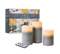 iN LED Candles | LED Candles Flickering | Grey Dipped Melted Edge Dancing Electric Flameless Flame Candle with Remote Control - Battery Operated (Set of 3)
