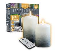 iN LED Candles | LED Candles Flickering | Grey & White Ombre Flickering Electric Flameless Candle with Remote Control - Battery Operated (Set of 2)