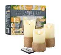 iN LED Candles | LED Candles Flickering with Rope Design | Halloween | Electric Flameless Candle with Remote Control Battery Operated - (Set of 3)