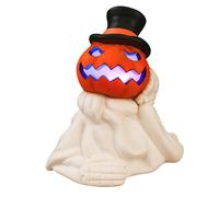 iN LED Colour Changing Ceramic Halloween Pumpkin Skeleton - Light-Up Halloween Decoration - Batteries Included - 19x17cm - Indoor Party Décor Ornament