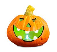 iN LED Colour Changing Ceramic Pumpkin for Halloween Decor - Real Ceramic Halloween Decoration with Batteries Included - Indoor & Outdoor Use Party Ornament - Compact size 13.5x13.5cm Approx