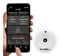In. Licht Pro Equivalent Melanopic Lux(EML) Sensor wt. Key Lighting Indexes incl. Illuminance, CCT, Contrast & Uniformity - Hand-Held Light Meter Tool for Building Quality & Well Lighting Environment