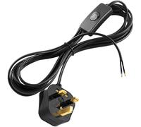 In Line Switch for Lamps, 2 Core Table Lamp Cable with Switch and Plug, Inline Switch Power Cord Flying Lead 2.5 Meters, 250V 6A Fused Light UK Plug, Safe for Floor/Table Lamps, Black