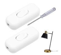 in Line Switch for Lamps, 2 Pcs Inline Switch for Table Lamp, 250V, 6A Inline Lamp Switch, Torpedo Switch Accepts 2 or 3 Core Round or Flat Wire, Lamp Switch Inline for Desk Light Bulb Switch (White)