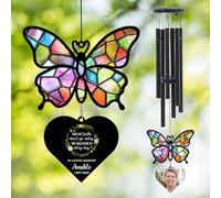 In Loving Memory Butterfly Wind Chimes,Personalized Custom Butterfly Memorial Wind Chime with Photo Name & Date,Sympathy Keepsake Gift,Memorial Bereavement Gifts for Loss of Loved One