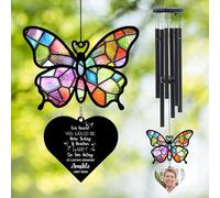 In Loving Memory Butterfly Wind Chimes,Personalized Custom Butterfly Memorial Wind Chime with Photo Name & Date,Sympathy Keepsake Gift,Memorial Bereavement Gifts for Loss of Loved One