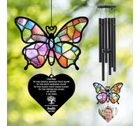 In Loving Memory Butterfly Wind Chimes,Personalized Custom Butterfly Memorial Wind Chime with Photo Name & Date,Sympathy Keepsake Gift,Memorial Bereavement Gifts for Loss of Loved One