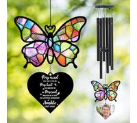 In Loving Memory Butterfly Wind Chimes,Personalized Custom Butterfly Memorial Wind Chime with Photo Name & Date,Sympathy Keepsake Gift,Memorial Bereavement Gifts for Loss of Loved One