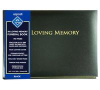 In Loving Memory Condolence Book | Informal Lined Inner Page Format | Presentation Boxed | Black | Size 265 x 195mm