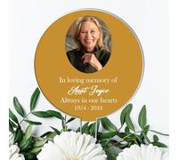 In Loving Memory" Customisable Black Acrylic Grave Sign with Photo - Personalised Memorial Tribute for Grandad, Dad, Mum, or Nanny (Gold)