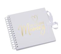 In Loving Memory Funeral Guest Book White Scrapbook Photo album With Gold Script