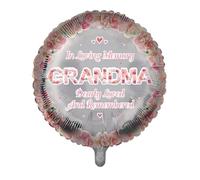 In Loving Memory Grandma Round Foil Balloon - 46cm / 18in Helium Balloon for Memorial or Tribute Display