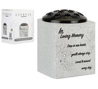 In Loving Memory Grave Flower Pot Vase with Diamantes - Memorial Ornament with Heartfelt Inscription - Weatherproof Flowers Holder for Graveside Remembrance