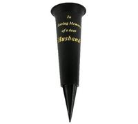 In Loving Memory Grave Vases Spiked of a Dear Husband Durable Plastic with Gold Lettering Ideal for Fresh or Dried/Artificial Flowers, Black 33cm X 10cm