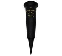 In Loving Memory Grave Vases Spiked of a Dear Niece Durable Plastic with Gold Lettering Ideal for Fresh or Dried/Artificial Flowers, Black 33cm X 10cm