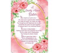 In Loving Memory Graveside Memorial Card - Sister Pink Flowers 6.25x4.25