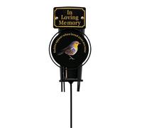 In Loving Memory Metal Robin Spike Vase With Black Plastic Insert Graveside Memorial Flower Holder Vase - Durable Metal Spike Grave Decoration Elegant Tribute for Loved Ones