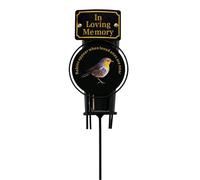 In Loving Memory Metal Robin Spike Vase With Black Plastic Insert Graveside Memorial Flower Holder Vase - Durable Metal Spike Grave Decoration Elegant Tribute for Loved Ones