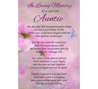 In Loving Memory Of A Special Auntie Memorial Graveside Funeral Poem Keepsake Card Includes Free Ground Stake F302
