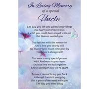 In Loving Memory Of A Special Uncle Memorial Graveside Funeral Poem Keepsake Card Includes Free Ground Stake F312