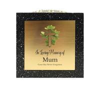 In Loving Memory Of Memorial Rose Bowl Grave Marker Flower Pot Vase With Cross Design Gran Sister Papa & Lots More Black/Gold (UV PRINTED) (Mum)
