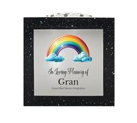 In Loving Memory Of Memorial Rose Bowl Grave Marker Flower Pot Vase With Rainbow Design Mum Grandad & Lots More Black/Silver (UV PRINTED) (Gran)