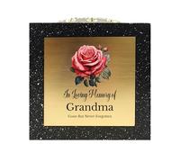 In Loving Memory Of Memorial Rose Bowl Grave Marker Flower Pot Vase With Rose Design Mammy Daddy Nan & Lots More Black/Gold (UV PRINTED) (Grandma)