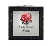 In Loving Memory Of Memorial Rose Bowl Grave Marker Flower Pot Vase With Rose Design Mammy Daddy Nan & Lots More Black/Silver (UV PRINTED) (Nana)