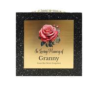 In Loving Memory Of Memorial Rose Bowl Grave Marker Flower Pot Vase With Rose Design Mammy Daddy Nan & Lots More Black/Gold (UV PRINTED) (Granny)