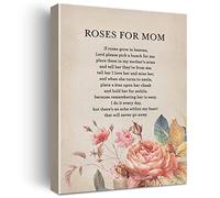 in Loving Memory of Mom Wall Art If Roses Grow in Heaven Canvas Print Framed Funeral Poem Painting for Home Wall & Tabletop Decor