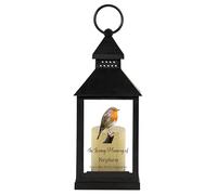 in Loving Memory of Robin Design Memorial Lantern Black or White Remembrance Keepsake Mum Dad Granny Papa Aunty (UV Printed) (Nephew)